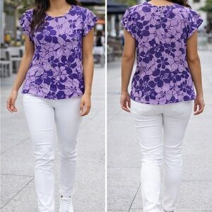 Liz Claiborne Purple Floral Blouse